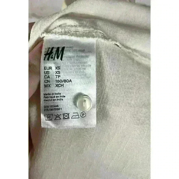 H&M L.O.G.G. Womans White/Red Embroidered Long Sleeve Shirt Size XS Oversized - Picture 5 of 6